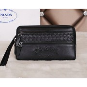Knockoff Prada Calfskin Leather Clutch P51462 Black VS01304