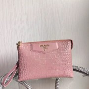 Knockoff Prada Croco Leather Clutch PD991 Pink VS00220