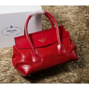 Knockoff Prada Iridescent Snake Leather Tote Bag P1168 Red VS05348