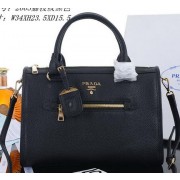 Knockoff Prada Litchi Leather Top Handle Bags PBL2663 Black VS01559