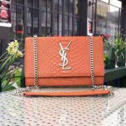 Knockoff Saint Laurent Monogramme Shoulder Bag in Orange Crocodile Embossed Leather Y1883 VS08573