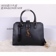 Knockoff Yves Saint Laurent Medium Cabas Monogram Leather Tubular Top Handle Bag YSL8332 Black VS02377