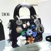 Lady Dior Bag Black Calfskin Embroidered with Flower 311010 VS08875