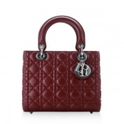 Lady Dior Bag mini Bag Burgundy Original Sheepskin Leather D44551 Silver VS05304