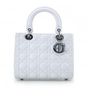 Lady Dior Bag mini Bag White Original Sheepskin Leather D44551 Silver VS06963