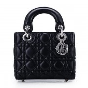 Lady Dior Bag Nano Bag Black Original Leather D44552 Silver VS03101