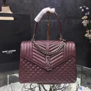 Large Soft Envelope Monogram Saint Laurent Shoulder Bag Burgundy 436694 VS05412
