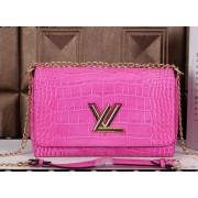 Louis Vuitton Chain Louise Shoulder Bag Croco Leather M41959 Rose VS05917