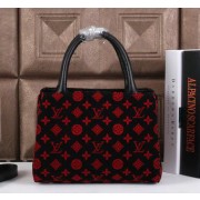 Louis Vuitton Flannelette Leather Tote Bag M03639 Black VS03581