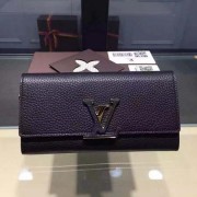 Louis Vuitton Litchi Leather LOUISE WALLET M60766 Black VS01294