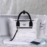 Luxury 2014 Fall/winter Prada Bomber Fabric Tote BN2636 in White LSS VS05599