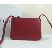 Luxury Celine Trio Original Leather Shoulder Bag C98317 Burgundy VS02635
