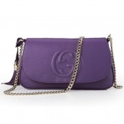 Luxury Fake Gucci Soho Original Leather Shoulder Bag 336752 Purple VS04365