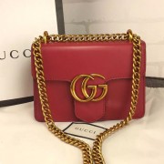 Luxury Gucci GG Marmont Leather Shoulder Bag 431384 Red VS00375
