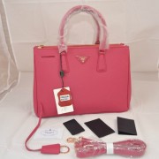 Luxury Prada Mingdu 2274 Saffiano Leather Handbag in Rose Red VS01125