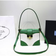Luxury Prada Original Leather Flap Bag BN2776 White&Green VS09494