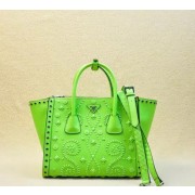 Luxury Prada Saffiano Embroidered Tote Bag BN2619E Green VS09676