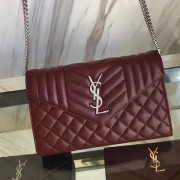 Medium Monogram Saint Laurent Satchel in Burgundy Matelasse Leather Y221260 VS02153