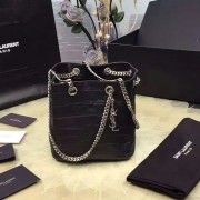 Mini Festival Bucket Bag In Black Crocodile Embossed Leather 392839 VS08061