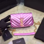 Mini Monogram Saint Laurent Chain Wallet in Pink Metallic Leather 399289 VS01995