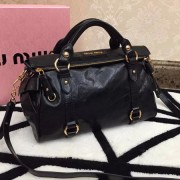 miu miu Bowknot Top Handle Bag Bright Leather M0632 Black VS06378