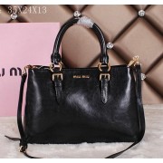 miu miu Bright Leather Tote Bag 88111 Black VS05120