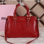 miu miu Bright Leather Tote Bag 88111 Red VS03389