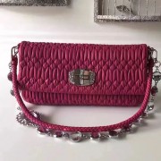 Miu Miu Crystal Nappa Leather Shoulder Bag Rose 5BD233 VS06657