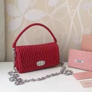 Miu Miu Crystal Nappa Leather Tote Handle Bag Red 5BB018 VS08132