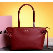 miu miu Grainy Leather Tote Bag 86333 Red VS09419