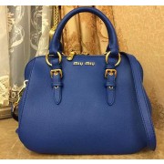 miu miu Madras Goat Leather Top-handle Bag RL0063 Blue VS01566