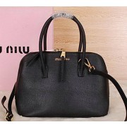 miu miu Madras Goat Leather Top Handle Bag RL1122 Black VS03884