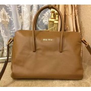 miu miu Madras Goat Leather Tote Bag RL0099 Wheat VS09626