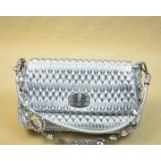 miu miu Matelasse Lambskin Leather Shoulder Bag RT0233 Silver VS01495