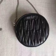 Miu Miu Matelasse Nappa Leather Round Little Bag Black 5BH031 VS06236