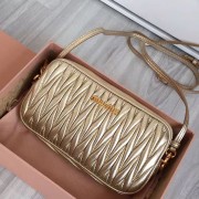 Miu Miu Matelasse Nappa Leather Shoulder Bag Gold 5BH011 VS06591