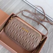 Miu Miu Matelasse Nappa Leather Shoulder Bag Grey 5BH011 VS02695