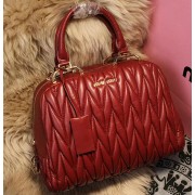 miu miu Matelasse Nappa Leather Top-handle Bag M68062 Maroon VS02888