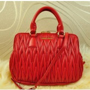 miu miu Matelasse Nappa Leather Top-handle Bag M9311 Red VS06154