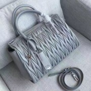Miu Miu Matelassse Nappa Leather Top Handle Bag Grey 5BB003 VS09137