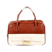 miu miu Original Goat Leather Tote Bag RT0093 White&Brown VS09021