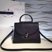 Prada Arcade Calf Leather Tote Bag Black 1BD060 VS03566