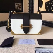 Prada Cahier Calf Leather Shoulder Bag Red&Black 1BD045 VS06730