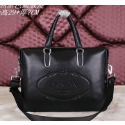 Prada Calfskin Leather Briefcase P2775 Black VS04112