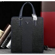 PRADA Calfskin Leather Business Tote Bag 51083 Black VS08652