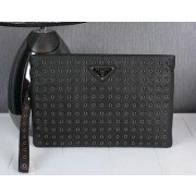 PRADA Calfskin Leather Clutch P1008 Brown VS03118