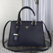 Prada Double Tote Bag Litchi Leather 1BG007 Black VS02043