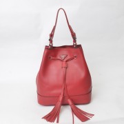Prada Drawstring Pouch Nero Bag BR5069 in Red Original Calfskin Burnished Leather XZ VS01976
