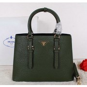 Prada Grainy Cuir Leather Tote Bag BN2821 Green VS05783