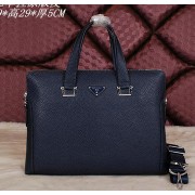 Prada Grainy Leather Business Briefcase GG8802 Royal VS01868